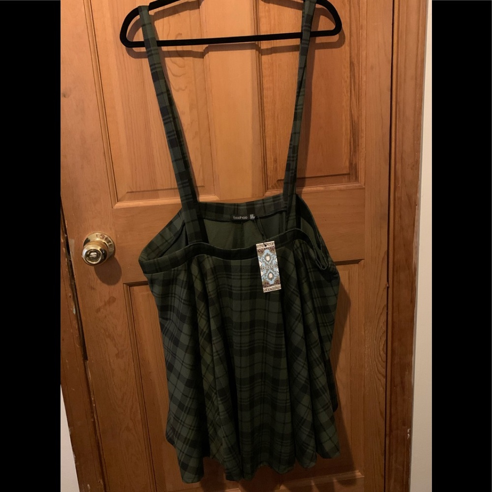 Plaid suspender skirt